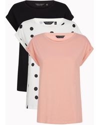 Dorothy Perkins - 3 Pack Pink; Black And White Cotton T-shir - Lyst