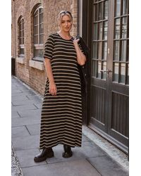 Yours - Ribbed Stripe Swing Maxi Dress - Lyst