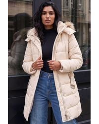 Roman - Faux Fur Padded Belt Coat - Lyst
