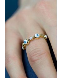 The Colourful Aura - Adjustable Evil Eye Protection Slim Stacking Ring - Lyst