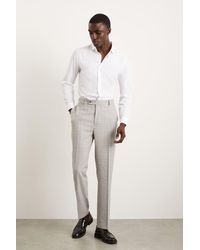 Burton - Regular Fit Grey Check Smart Trousers - Lyst
