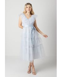 Debut London - Ruffle V Neck Tiered Bridesmaids Dress - Lyst