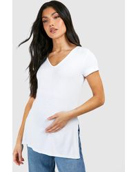 Boohoo - Maternity Longline Split Hem T-shirt - Lyst