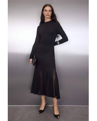 WOVCOR - Long Sleeve Stretch Knit Maxi Dress W/ Ruffle Hem - Lyst