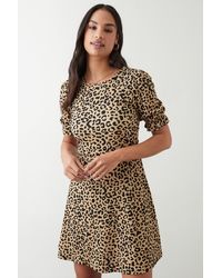 Dorothy Perkins - Leopard Print Short Sleeve Mini Dress - Lyst