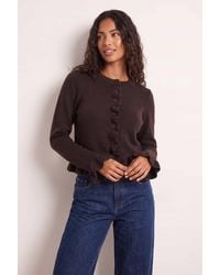 Style Cheat - Chocolate Long Sleeve Ruffle Frill Knit Cardigan - Lyst