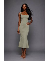 Vesper - Square Neckline Fishtail Midaxi Dress - Lyst