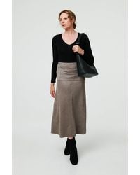 Izabel London - Faux Suede A-Line High Waist Midi Skirt - Lyst
