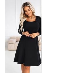 Love Lace - Flared Square Neck Long Sleeve Fit & Flare Dress - Lyst