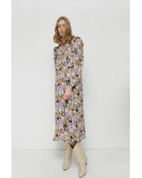 Warehouse - V Neck Column Midi Dress In Floral - Lyst