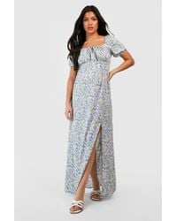 Boohoo - Maternity Floral Tie Front Maxi Dress - Lyst