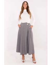 Love Lace - Elastic Waist Pleated Midi Skirt With Pockets Style 219352 - Lyst