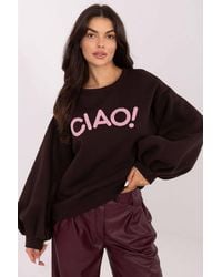 Love Lace - Cotton Round Neck Long Sleeve Sweatshirt With Puff Sleeves - Lyst