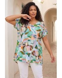 Roman - Curve Abstract Print Top - Lyst