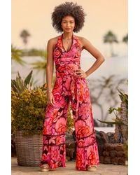 Joe Browns - Floral Print Wide Leg Trousers With Tie Belt - Lyst