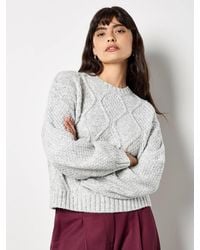 Apricot - Chunky Cable Knit Crop Jumper - Lyst