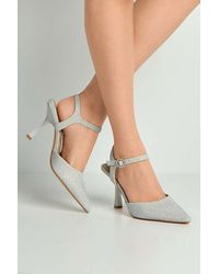 Miss Diva - Desse Pointed Toe Shimmer Anklestrap Court Shoes - Lyst