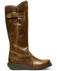 Infinity Leather - Fly London Mol 2 Leather Wedge Heel Knee High Zip-Up Boots - Lyst