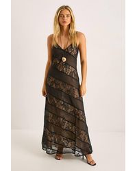 Nasty Gal - Georgette Lace Panelled Strappy Maxi Dress - Lyst