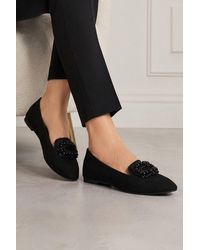Spot on - Embellished Pointed Toe Flat Loafer Shoes - Lyst