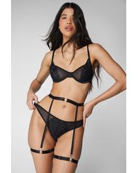 Nasty Gal - Lace Overlay O Ring Underwire 3pc Lingerie Set - Lyst