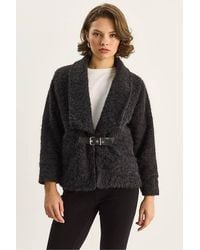 Bianco Lucci - Coat With Belt Detail - Lyst