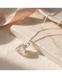 Harfi - Raw Rose Quartz October Birthstone Sterling Necklace - Lyst