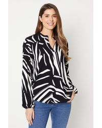 Wallis - Zebra Print Long Sleeve V-neck Jersey Top - Lyst