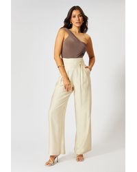 MissPap - Linen Look Wide Leg Paper Bag Waist Trousers - Lyst