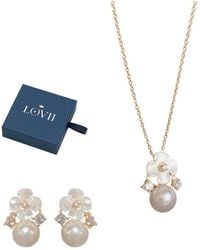 Lovii - Pearl Flower Jewellery Set Necklace & Stud Earrings - Lyst
