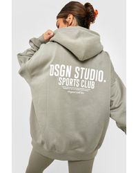 Boohoo - Dsgn Studio Sports Club Slogan Oversized Hoodie - Lyst