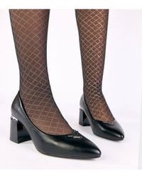 Love Lace - Sleek Slip On Block Heel Pumps Pointed Toe Comfort Everyday - Lyst