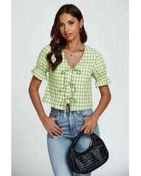 FS Collection - Check Print Tie Front Top - Lyst