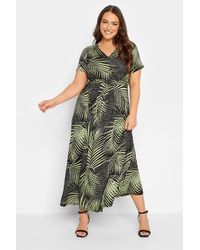Yours - Leaf Print Wrap Maxi Dress - Lyst