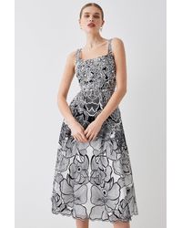 Coast - Premium Floral Embroidered Full Skirt Midi Dress - Lyst