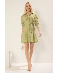 WOVCOR - Ribbed Pleated Mini Knit Dress - Lyst