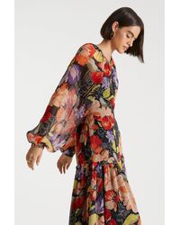 Oasis - X Print Sisters Poppy Red Floral Cut Out Dress - Lyst