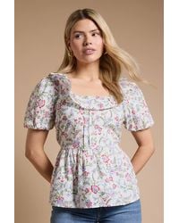 Dorothy Perkins - Square Neck Ruffle Peplum Printed Top - Lyst