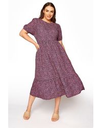 Yours - Puff Sleeve Smock Midi Dress - Lyst