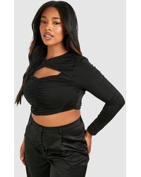 Boohoo - Plus Ruched Slinky Corset Top - Lyst