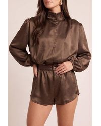 Rebellious Fashion - Juliane Satin Shoulder Pad Playsuit - Lyst