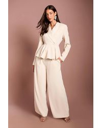 Coast - Pleated Waistband Satin Wide Leg Trouser - Lyst