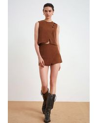 Dilvin - Mid-Waist Faux Leather A-Line Mini Skirt - Lyst