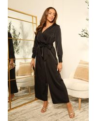 Double Second - Lux Satin Wrap Jumpsuit - Lyst
