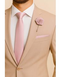 AJVANI - Formal Wedding Pocket Square + Bowtie + Flower Buttonhole Pin + Tie Set - Lyst