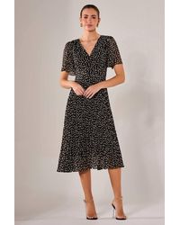 Jolie Moi - Chiffon Pleated Wrap Midaxi Dress - Lyst