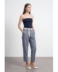 Dilvin - Belted Straight-Leg Ankle Trousers - Lyst