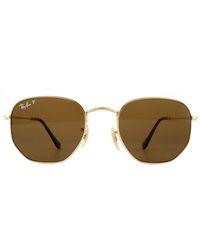 Ray-Ban - Square Gold Brown Polarized Sunglasses - Lyst