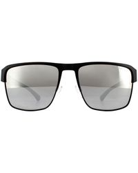 Emporio Armani - Square Matte Black Grey Mirror Silver Polarized Ea2066 Sunglasses - Lyst