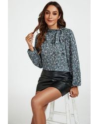 FS Collection - Floral Print Side Tie Blouse Top - Lyst